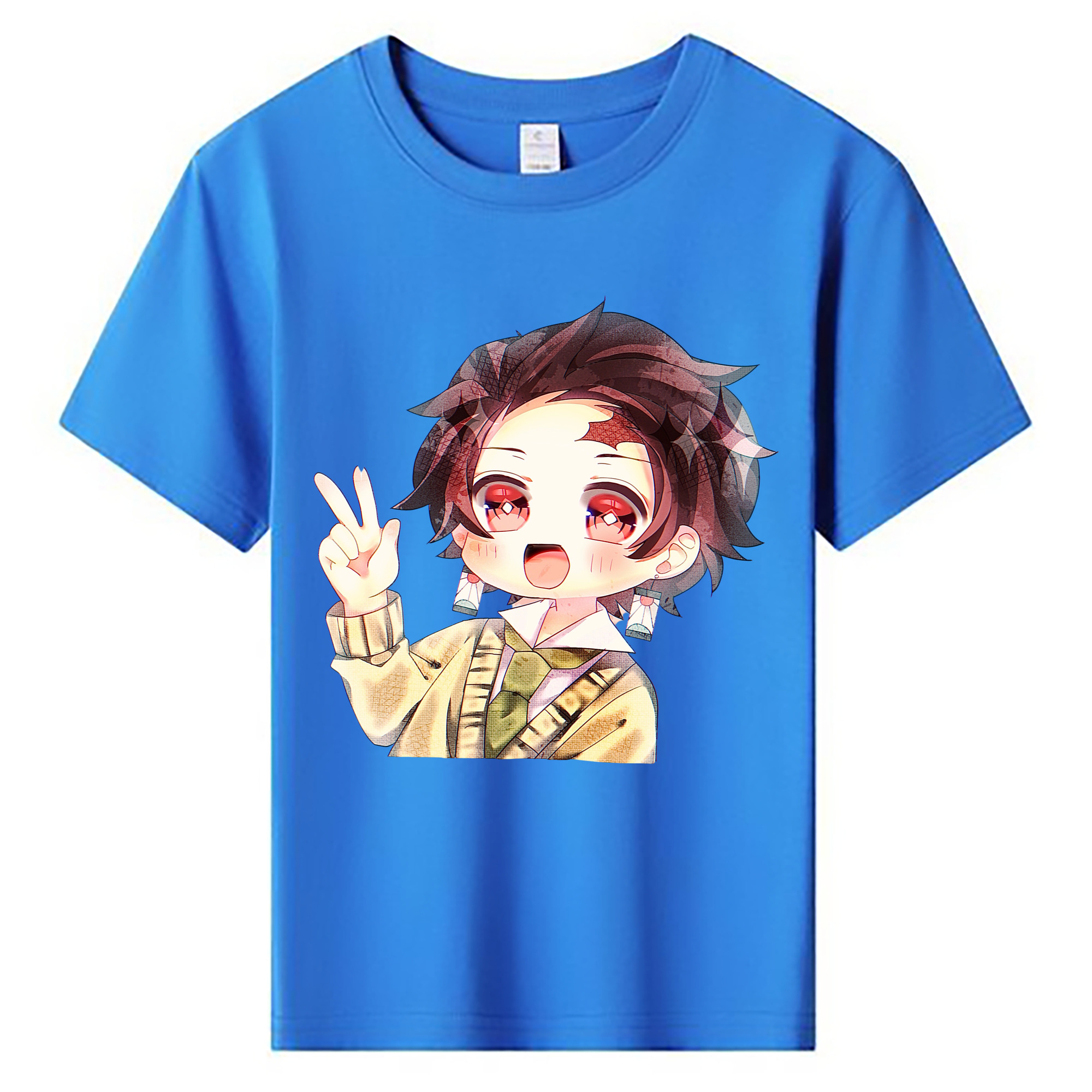 （画像用） 鬼滅の刃 竈門 炭治郎／かまど たんじろう Kamado Tanjirou 綿100％キッズTシャツ（フロントプリント）